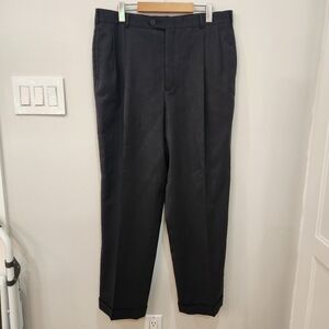 Vintage Barry Bricken Dress Pants Mens 34/30 Dark Gray 100% Virgin Wool Cuffed